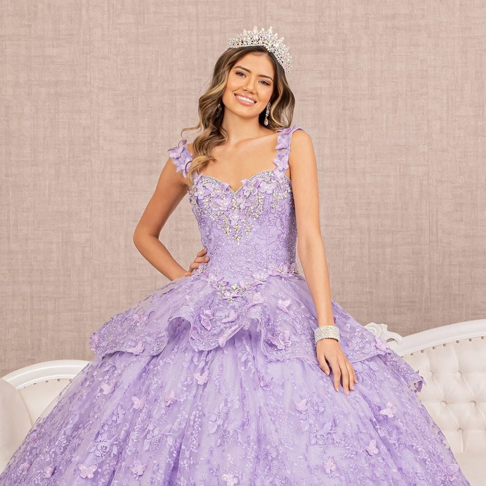NEW OFF THE SHOULDER SLEEVELESS BALL GOWN WITH MESH CAPE & LACE UP BACK GL 3112